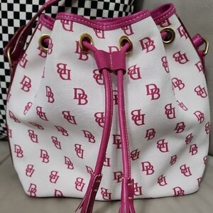 Dooney & Bourke Women's Pink and White Bucket Bag Preowned Fair Condition